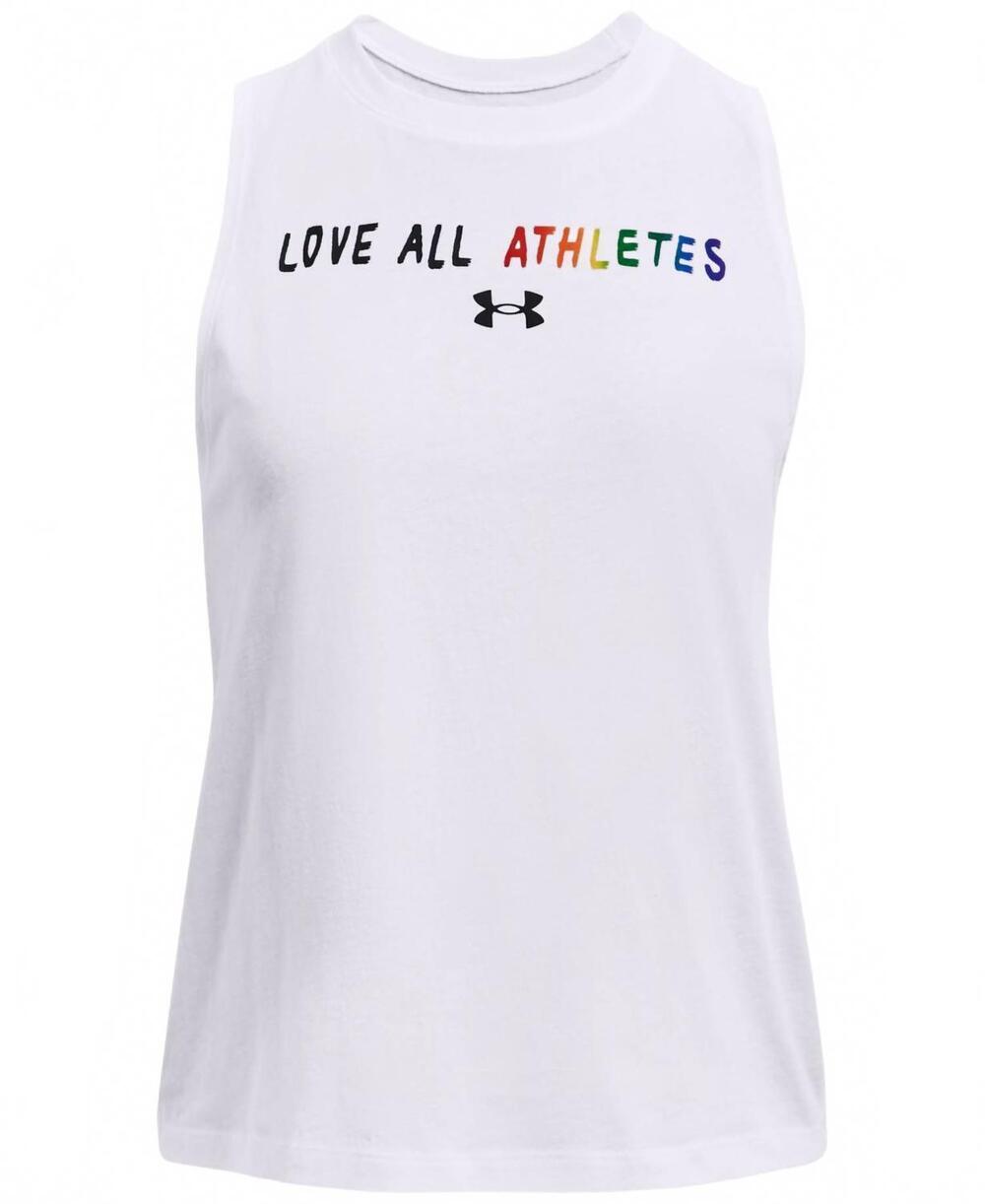 NEW UNDER ARMOUR women's love all athletes graphic-print tank top in white